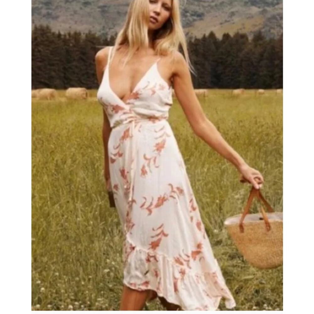 BeachGold Lotti Wrap Sleeveless Dress Floral Print Small